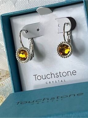 Swarovski’s TSC Little Wonder Earrings Topaz 🧡 Crystal Drop Earrings, NWT BNIB